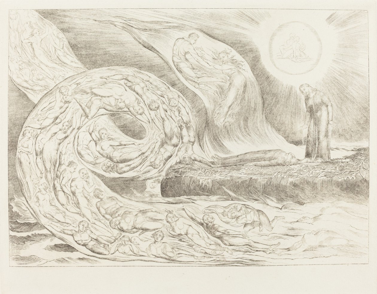 De Cirkel van de Wellustigen: Paolo en Francesca door William Blake