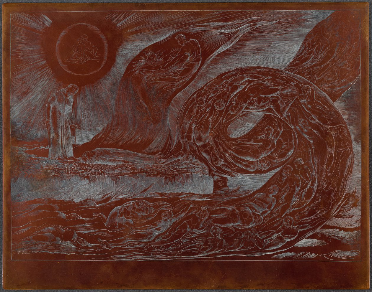 De kring der wellustigen: Paolo en Francesca door William Blake