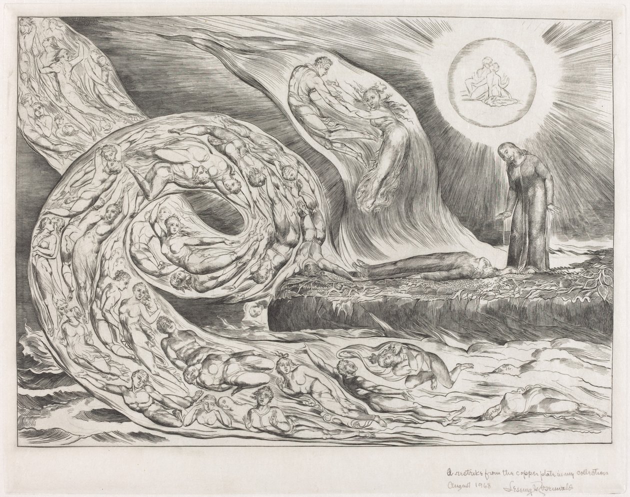 De Cirkel van de Wellustigen: Paolo en Francesca door William Blake