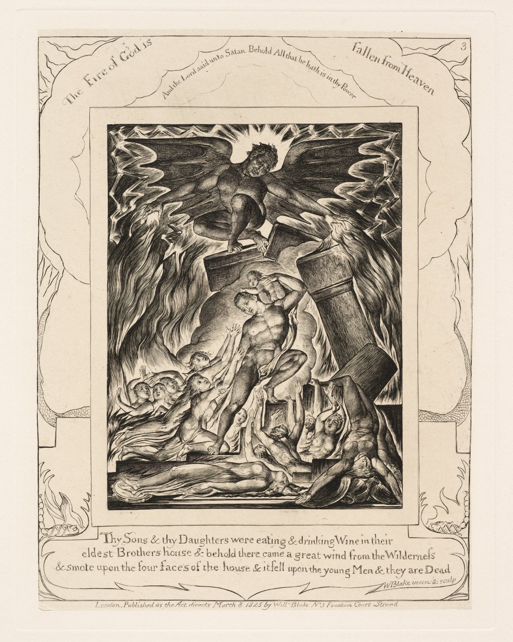 De vernietiging van Jobs zonen door William Blake