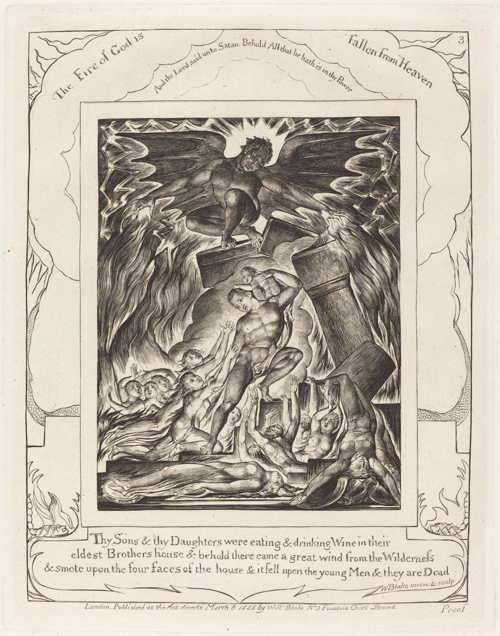 De vernietiging van Jobs zonen door William Blake