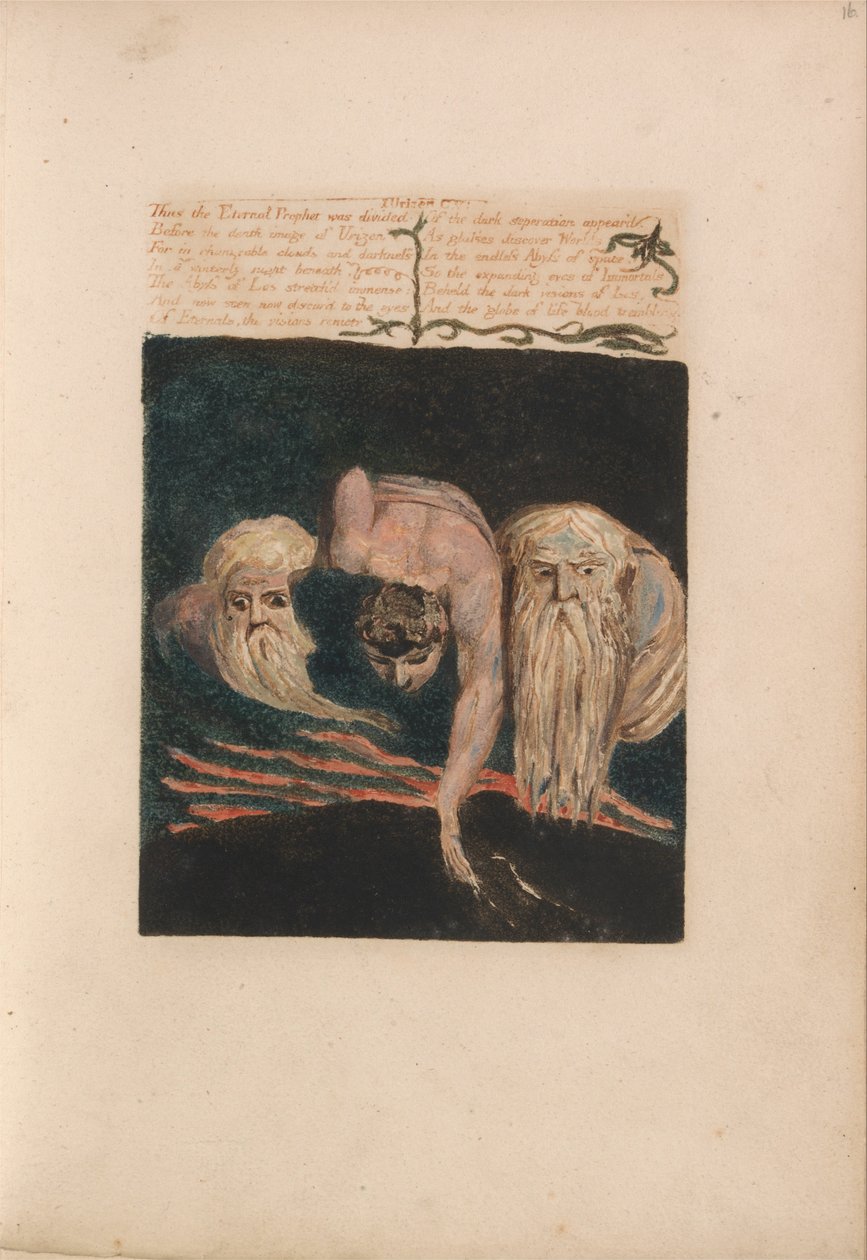 Het Eerste Boek van Urizen, Plaat 20, Zo werd de Eeuwige Profeet Verdeeld.... (Bentley 15) door William Blake