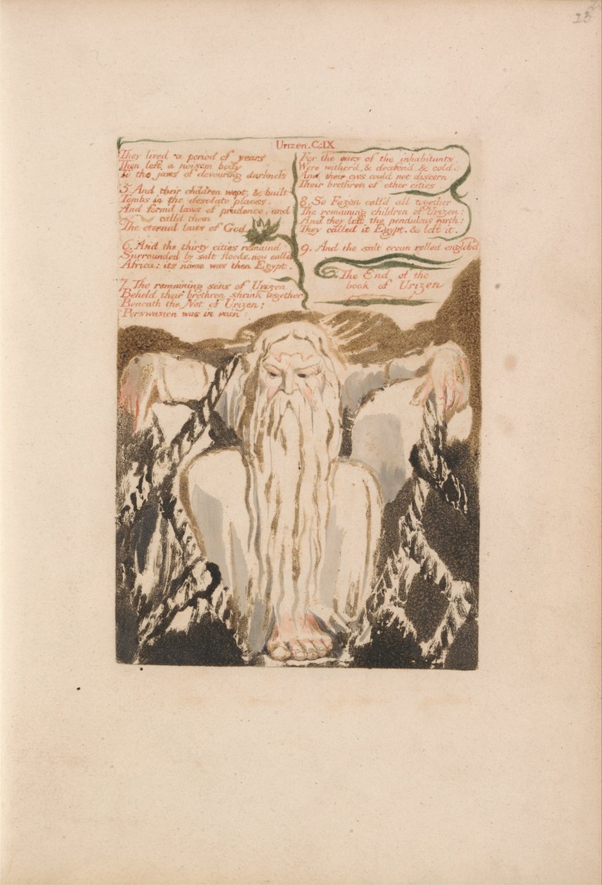 Het Eerste Boek van Urizen, Plaat 27, Ze Leefden een Periode van Jaren.... (Bentley 28) door William Blake