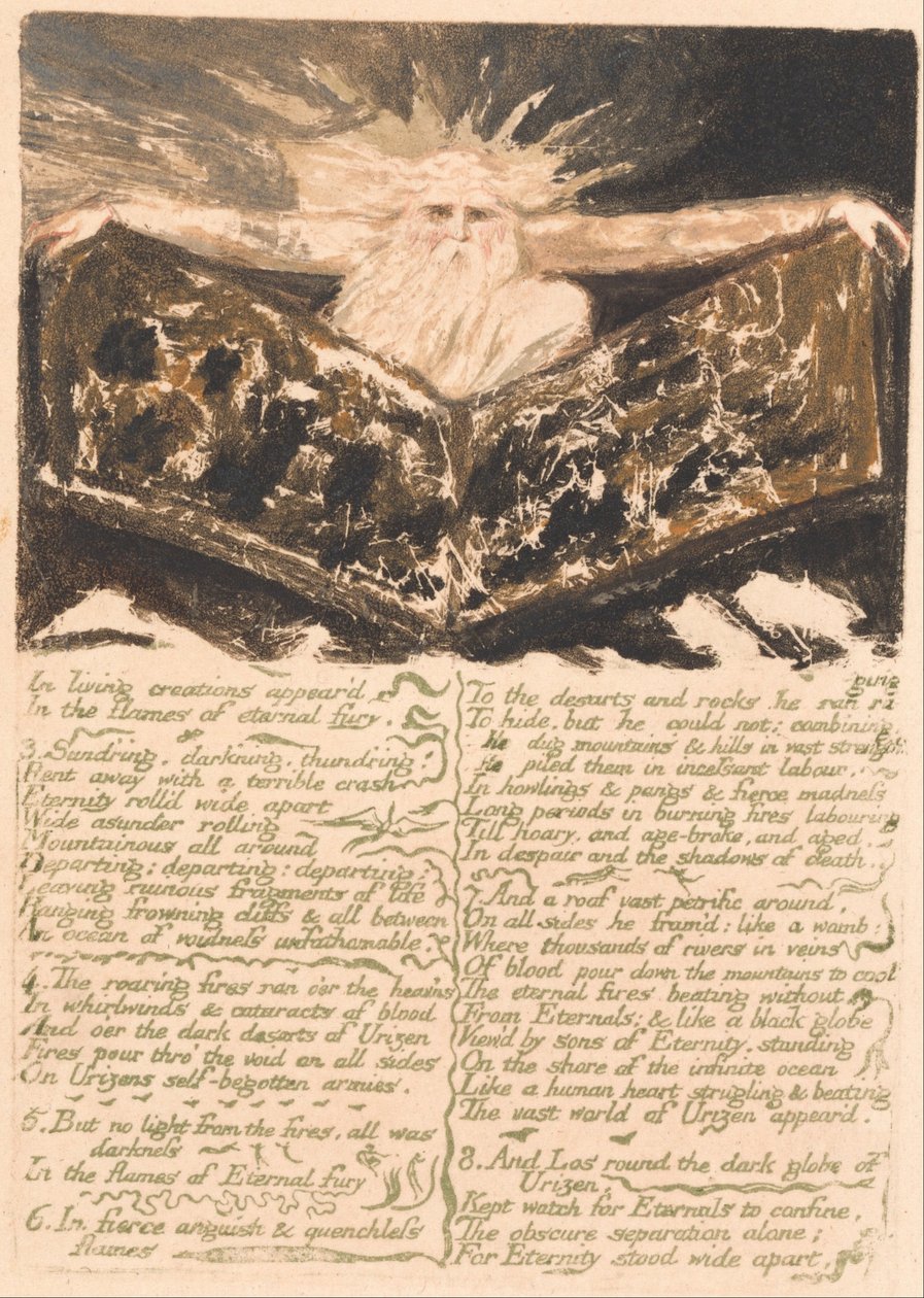 Het Eerste Boek van Urizen, Plaat 6, In Levendige Creaties Verschijnen... (Bentley 5) door William Blake