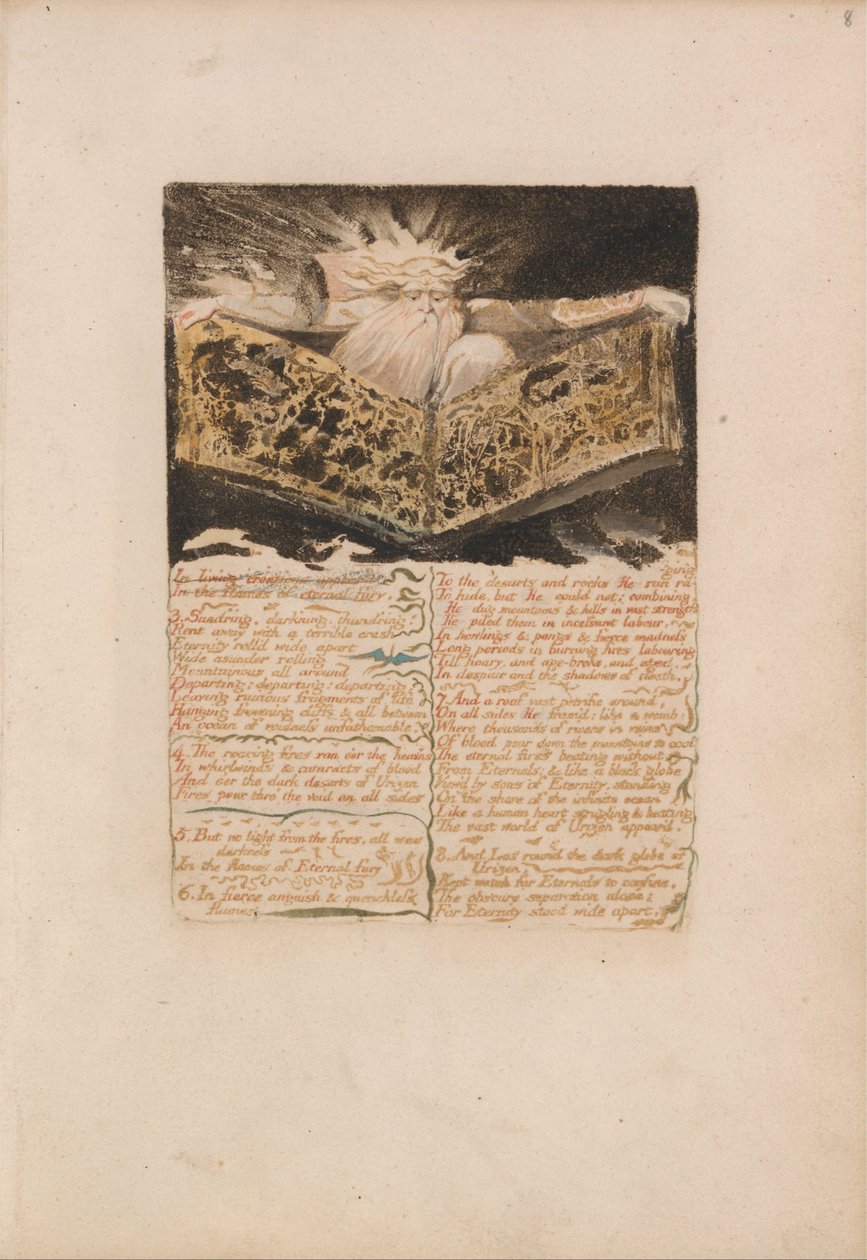 Het Eerste Boek van Urizen, Plaat 8, In Levende Creaties Verscheen.... (Bentley 5) door William Blake