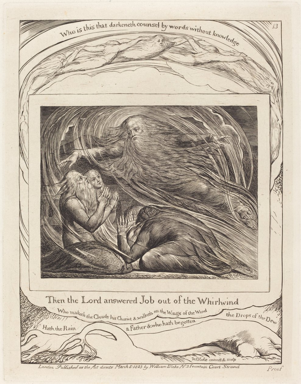 De Heer antwoordt Job uit de wervelwind door William Blake