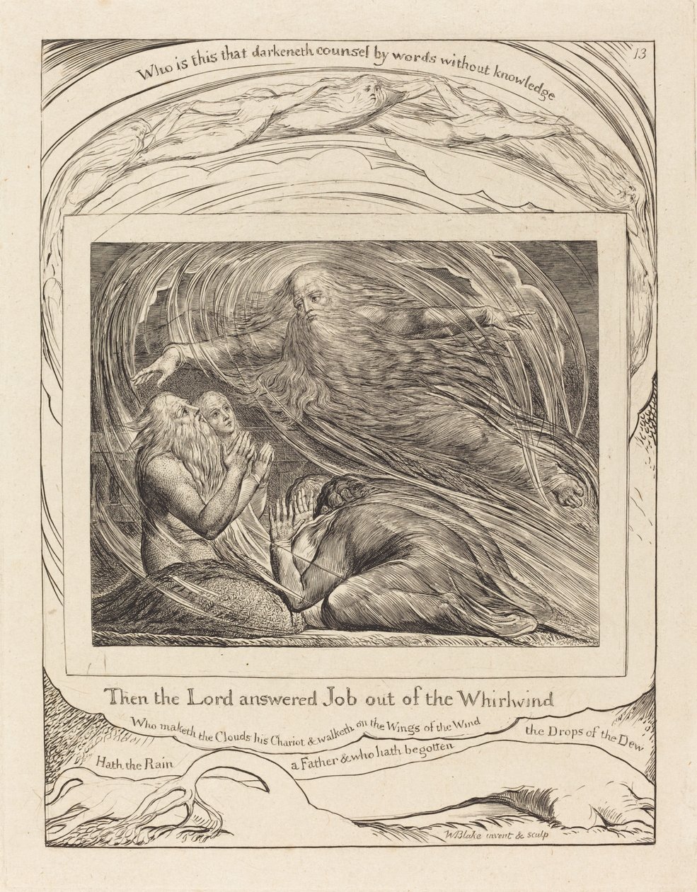 De Heer antwoordt Job uit de wervelwind door William Blake