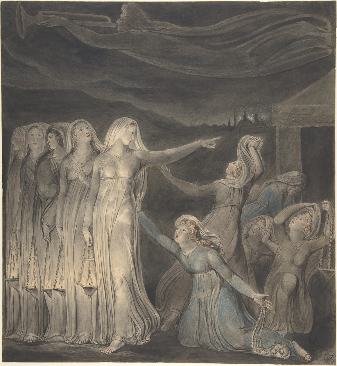 De gelijkenis van de wijze en de dwaze maagden door William Blake