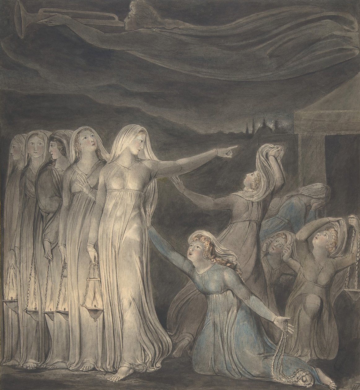 De Gelijkenis van de Wijze en Dwaze Maagden, ca. 1799-1800 door William Blake
