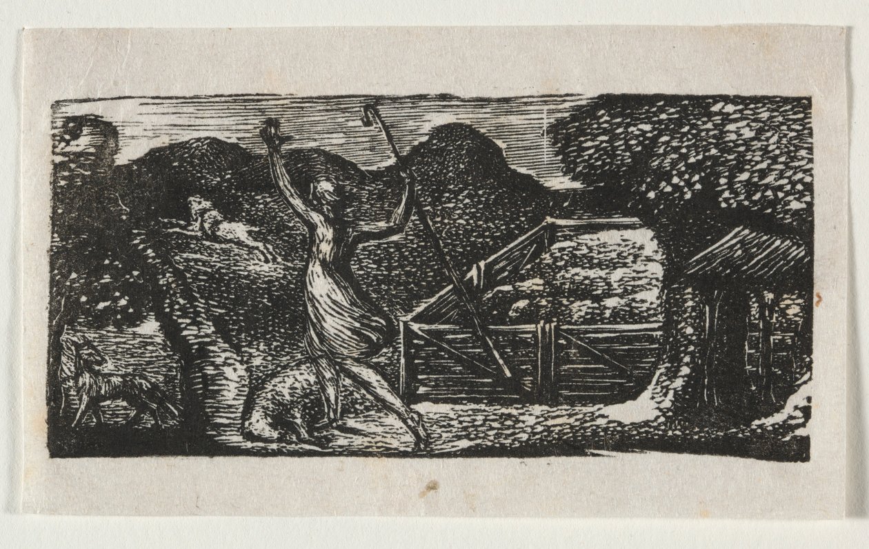 De Pastoralen van Vergilius, Ecloge I: De herder verjaagt een wolf door William Blake