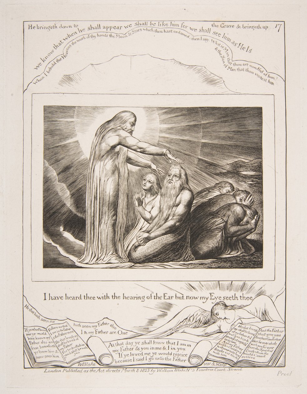De visie van God, uit Illustraties van het Boek Job, 1825-26 door William Blake