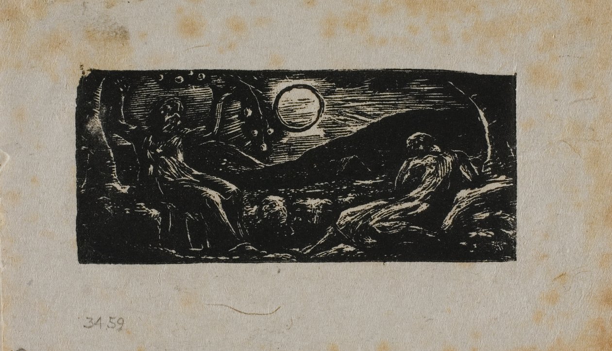 Thenot Onder Fruitboom, uit De Pastorale van Vergilius door William Blake