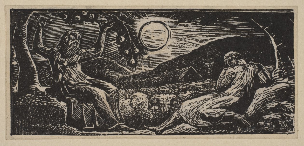 Thenot onder een fruitboom, uit Thorntons Pastorals of Virgil door William Blake