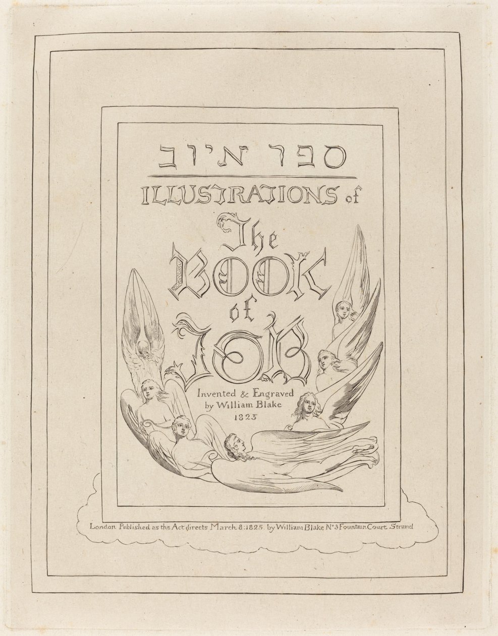 Titelpagina van de gegraveerde illustraties bij het Boek Job door William Blake