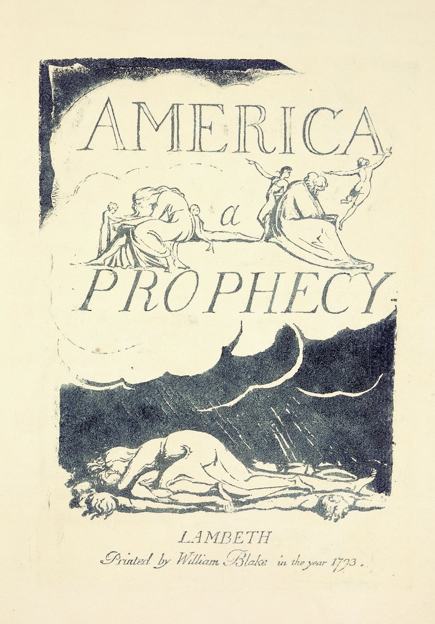 Titelpagina uit "America, A Prophesy", midden 1790s door William Blake