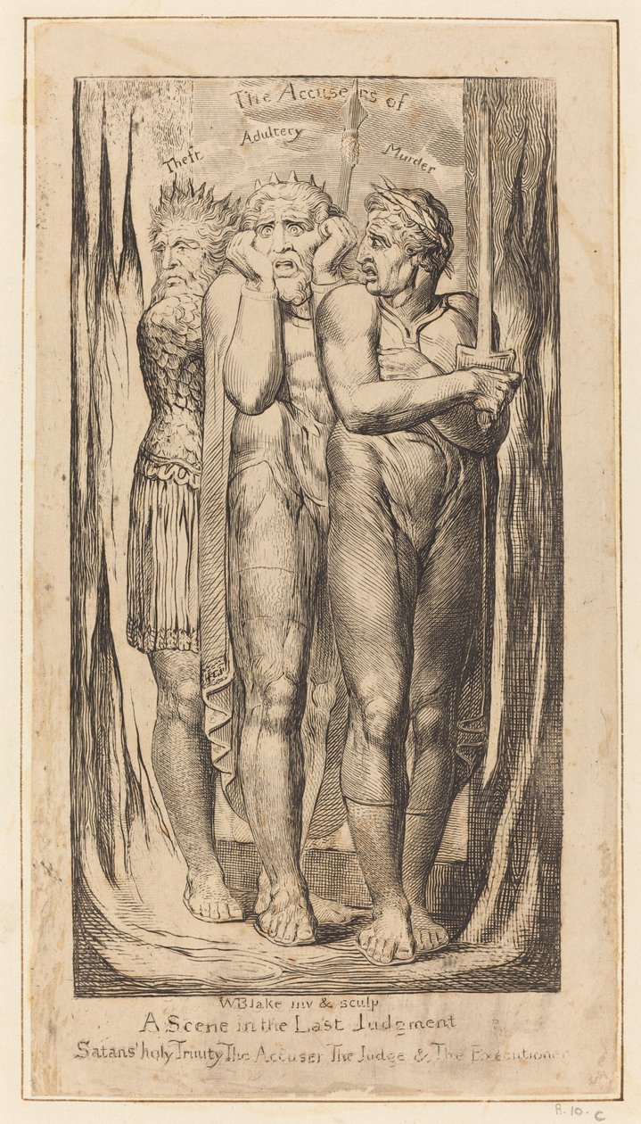 Oorlog De Aanklagers van Diefstal, Overspel, Moord door William Blake