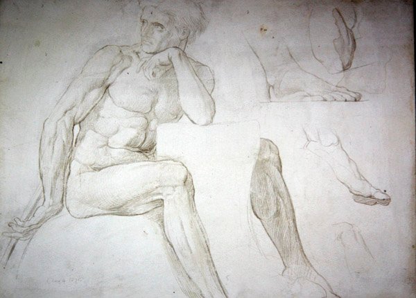 Mannelijke naaktstudies door William Blake Richmond