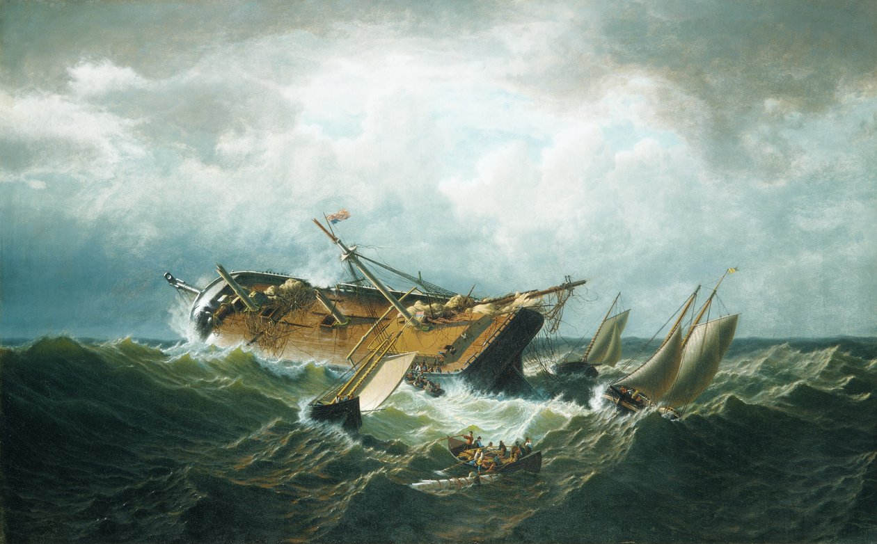 Scheepswrak voor de kust van Nantucket (Wrak voor de kust van Nantucket na een storm) door William Bradford