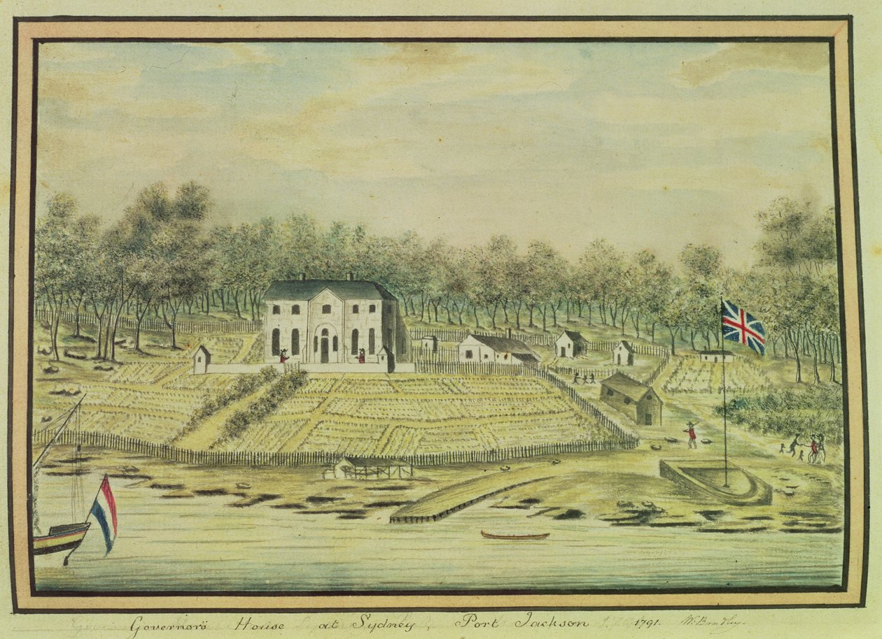 Gouverneurshuis in Sydney, Port Jackson, 1791 door William Bradley