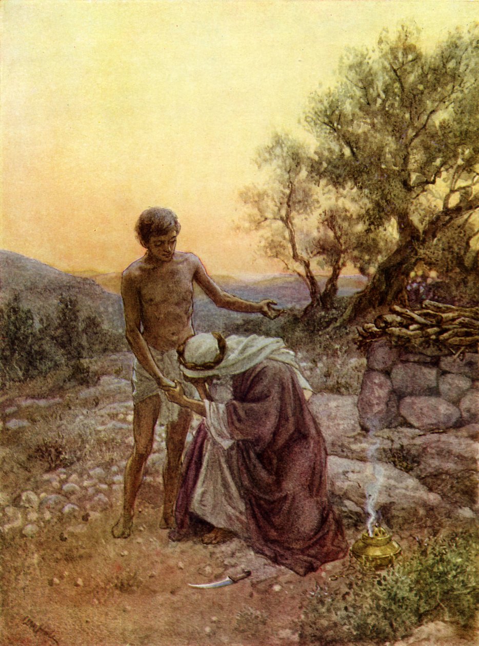 Abraham en Isaak op de berg Moria door William Brassey Hole