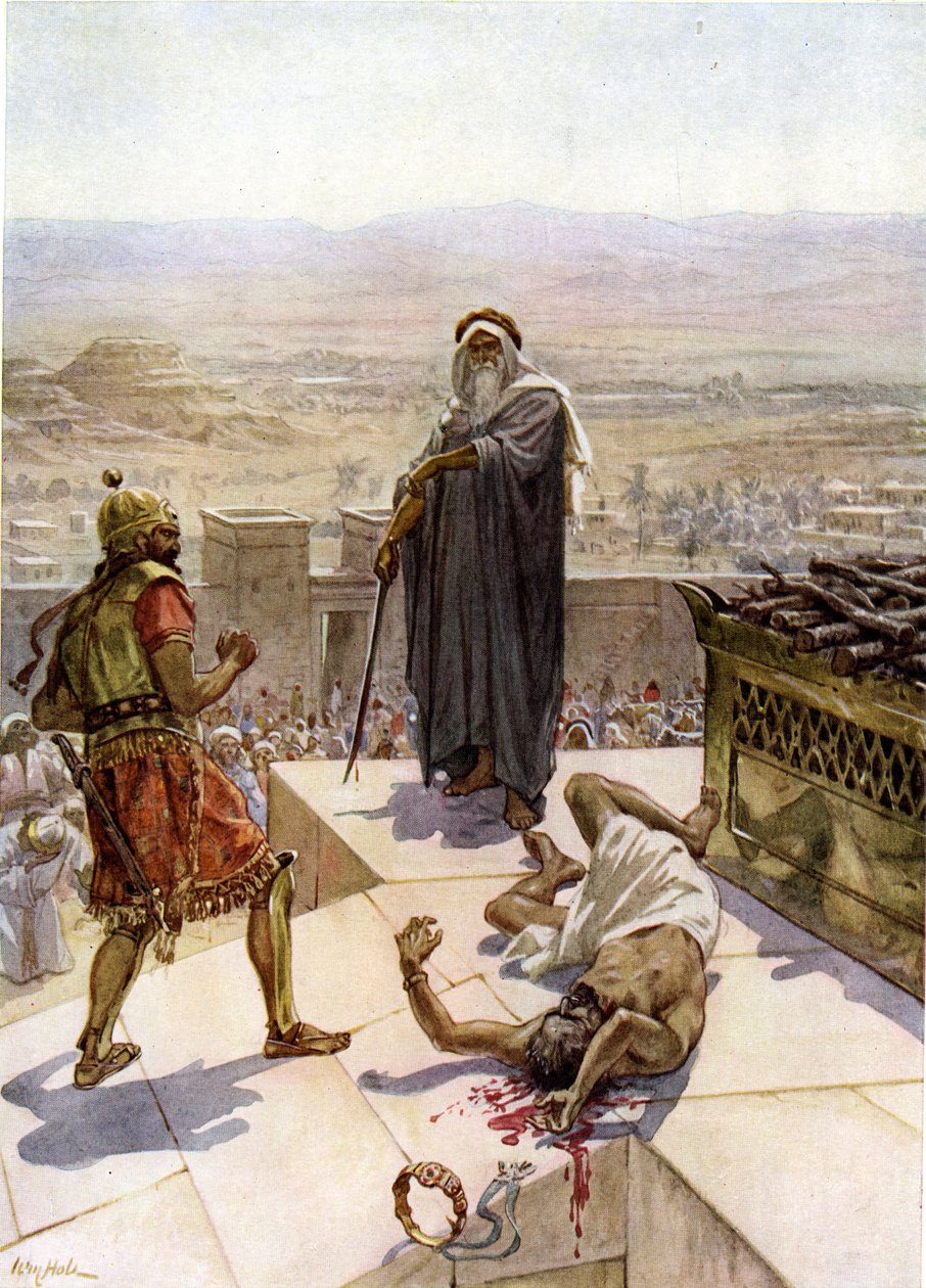 Samuël doodt Agag in Gilgal - Bijbel door William Brassey Hole