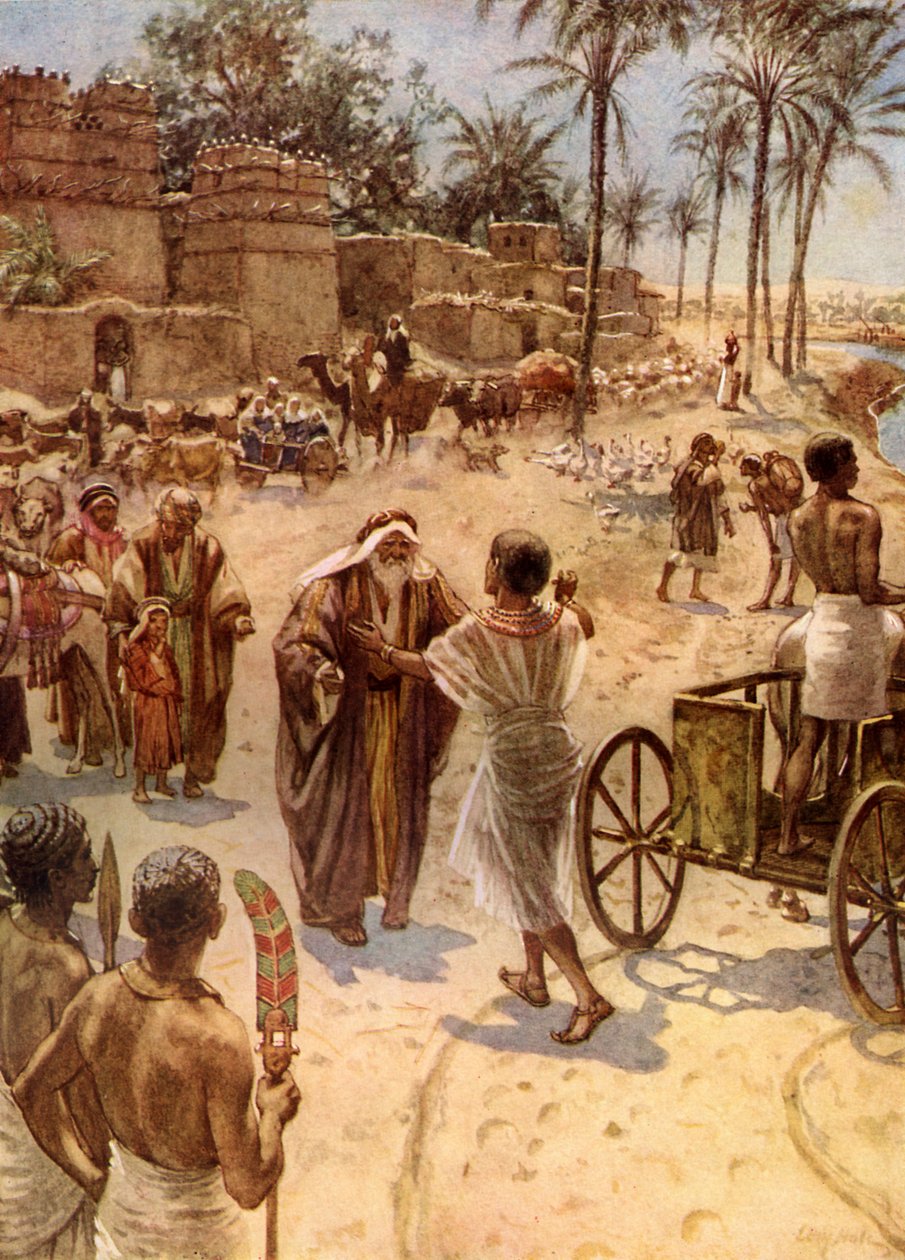 De ontmoeting van Jakob en Jozef in Egypte door William Brassey Hole
