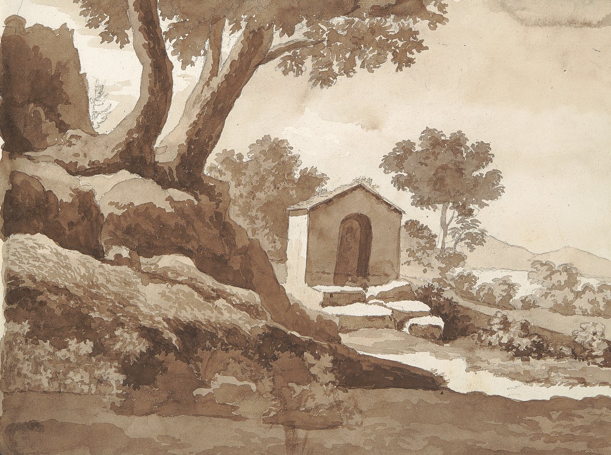 Verso: Gebouw in een Landelijke Omgeving door William Brockedon