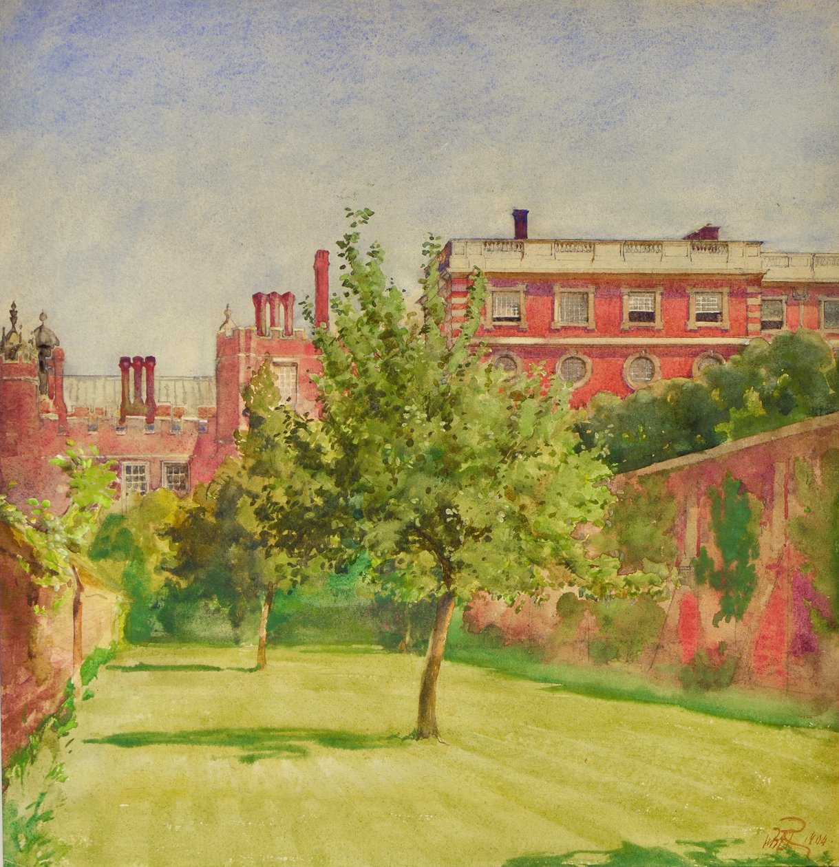 Hampton Court vanuit de Privétuin door William Bruce Ellis Ranken
