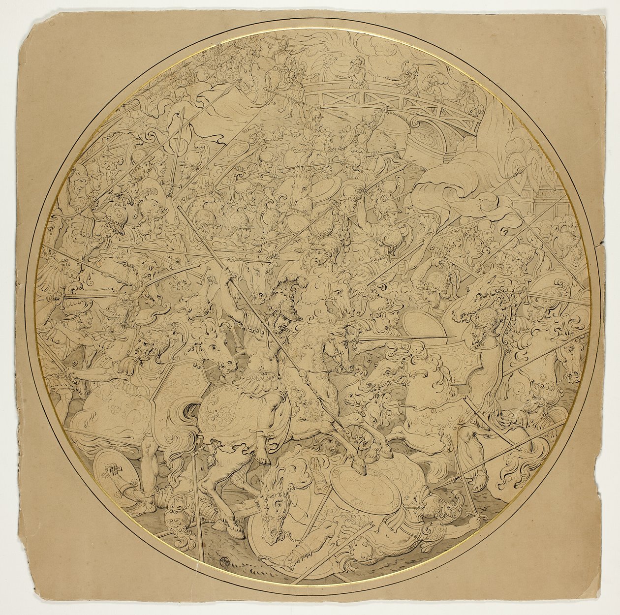 Ceremonieel schild met verhalen van Marcus Curtius en Mutius Scaevola door William Burgess