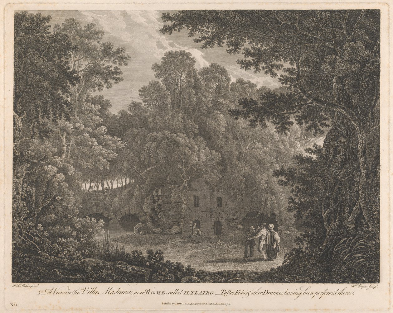 Een Uitzicht in de Villa Madama, nabij Rome, genaamd II Teatro door William Byrne