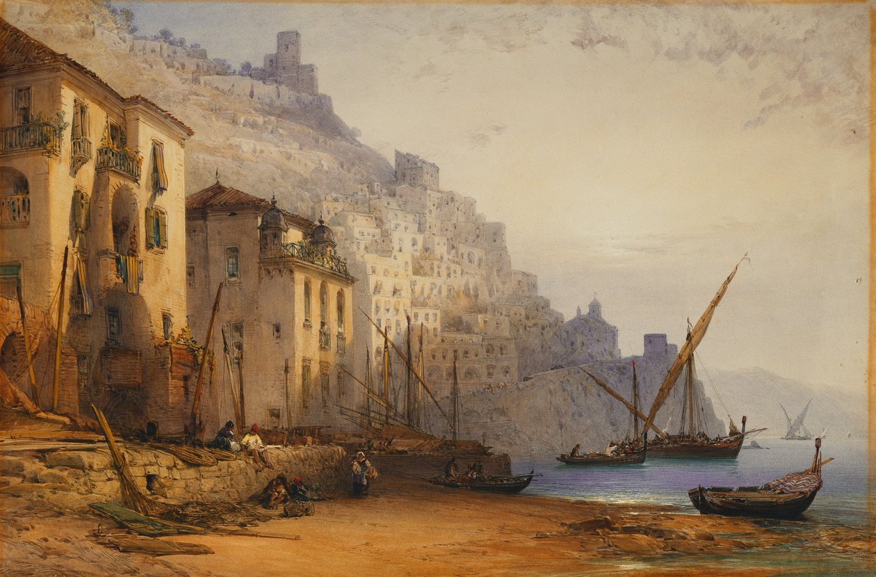 Amalfi vanaf de kust - Een zomerochtend, 1887 door William Callow