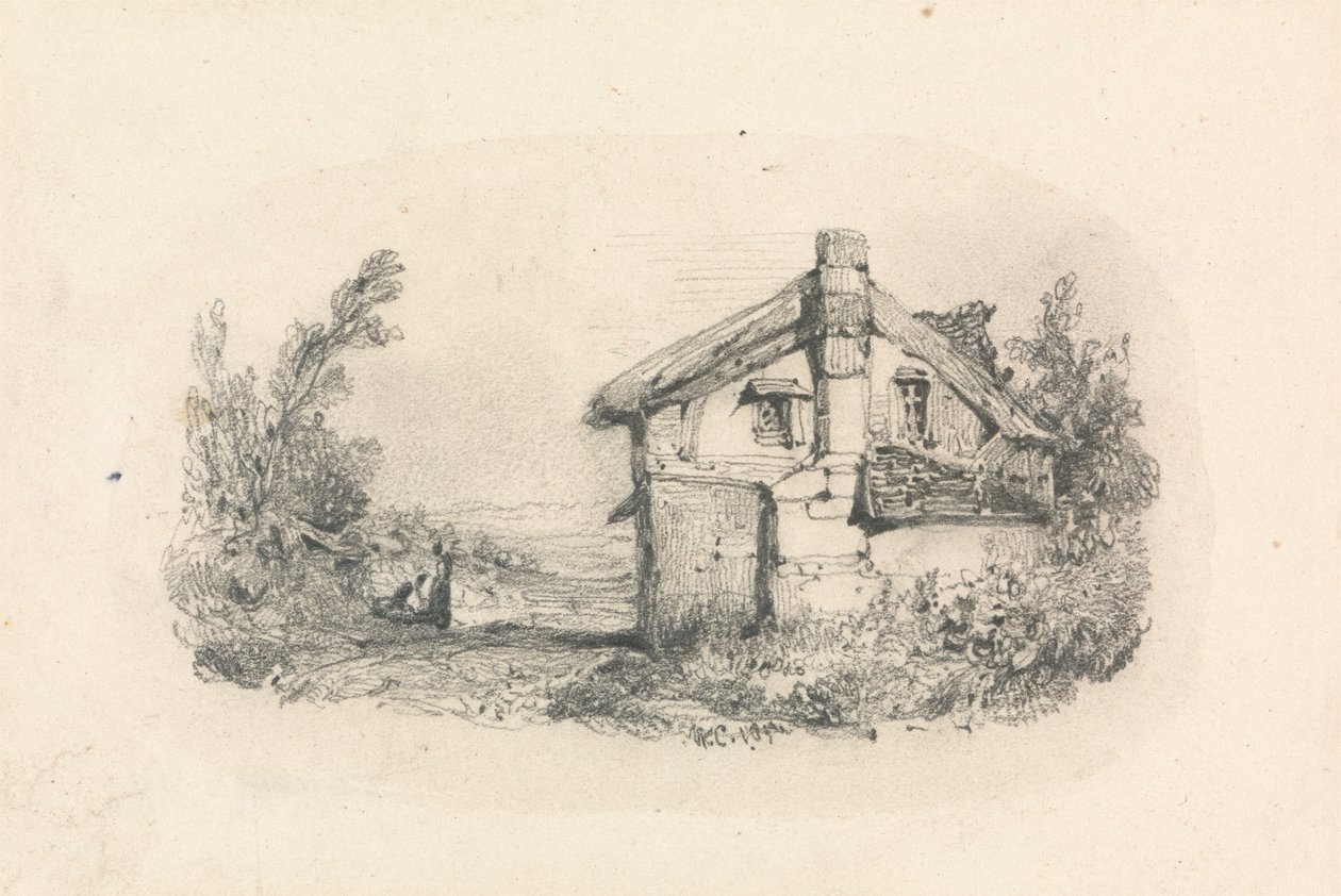 Huisje in een Landschap door William Callow