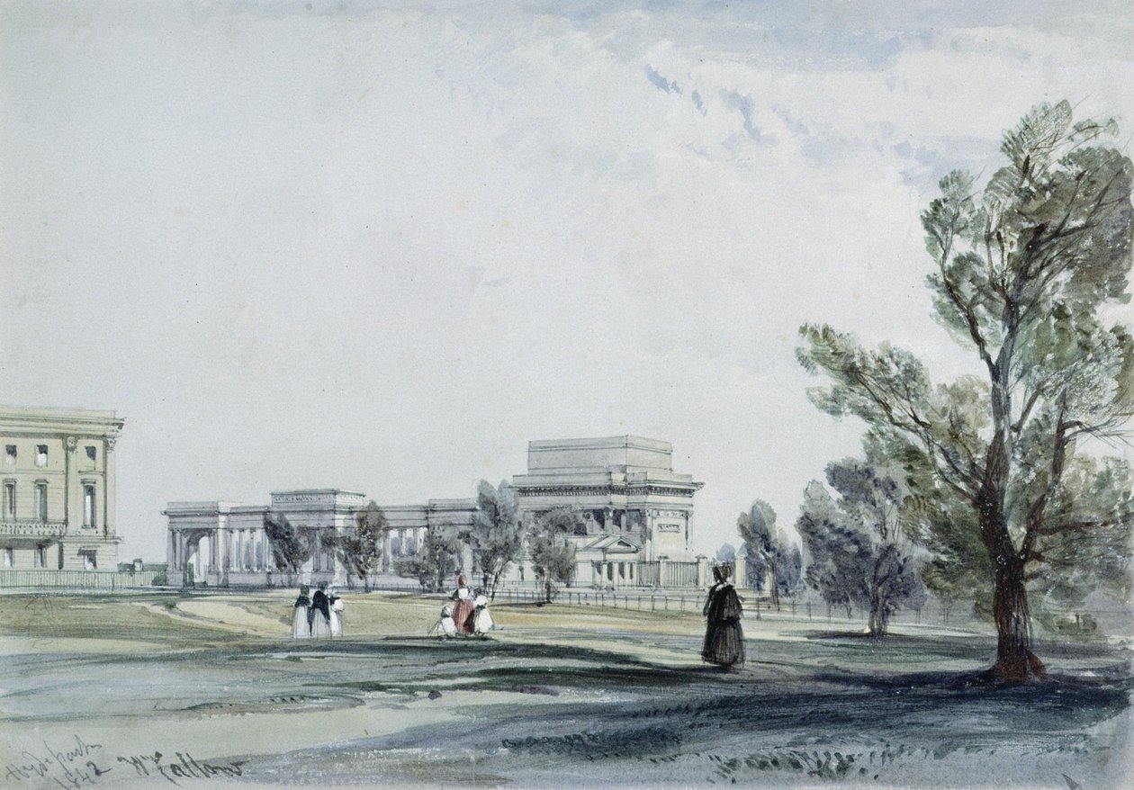 Ingang van Hyde Park bij Hyde Park Corner door William Callow