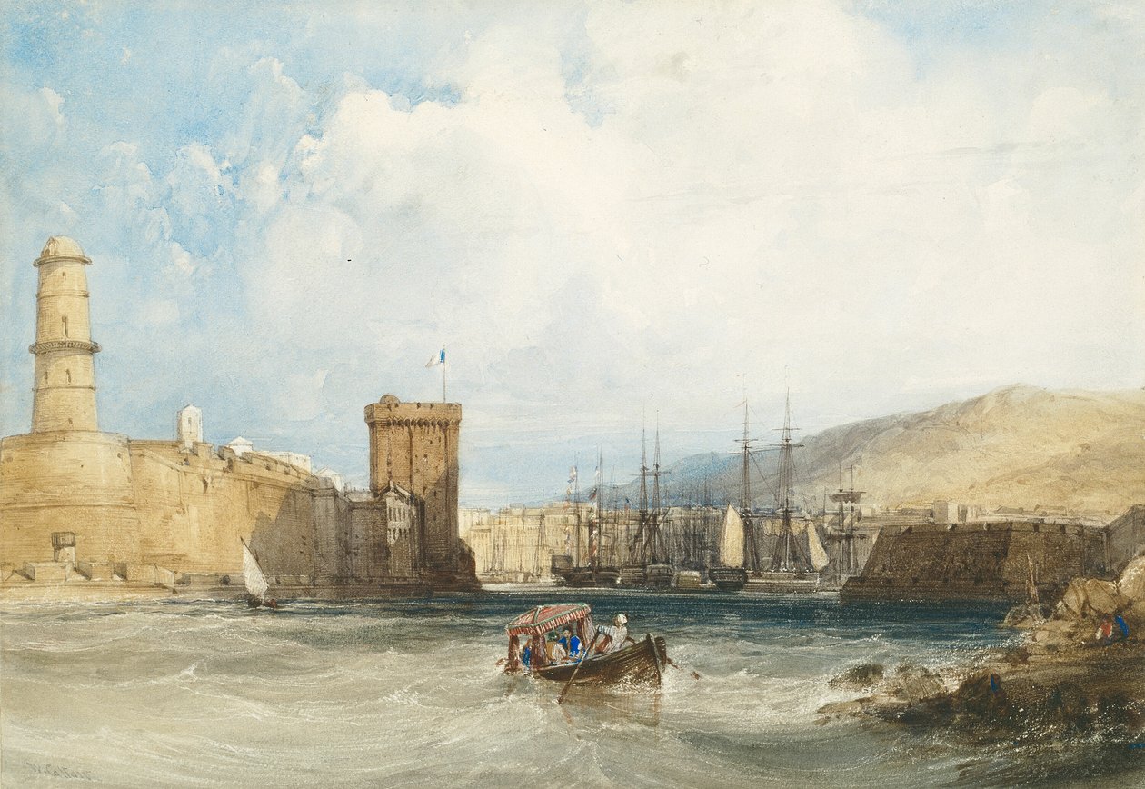 De ingang van de haven van Marseille door William Callow