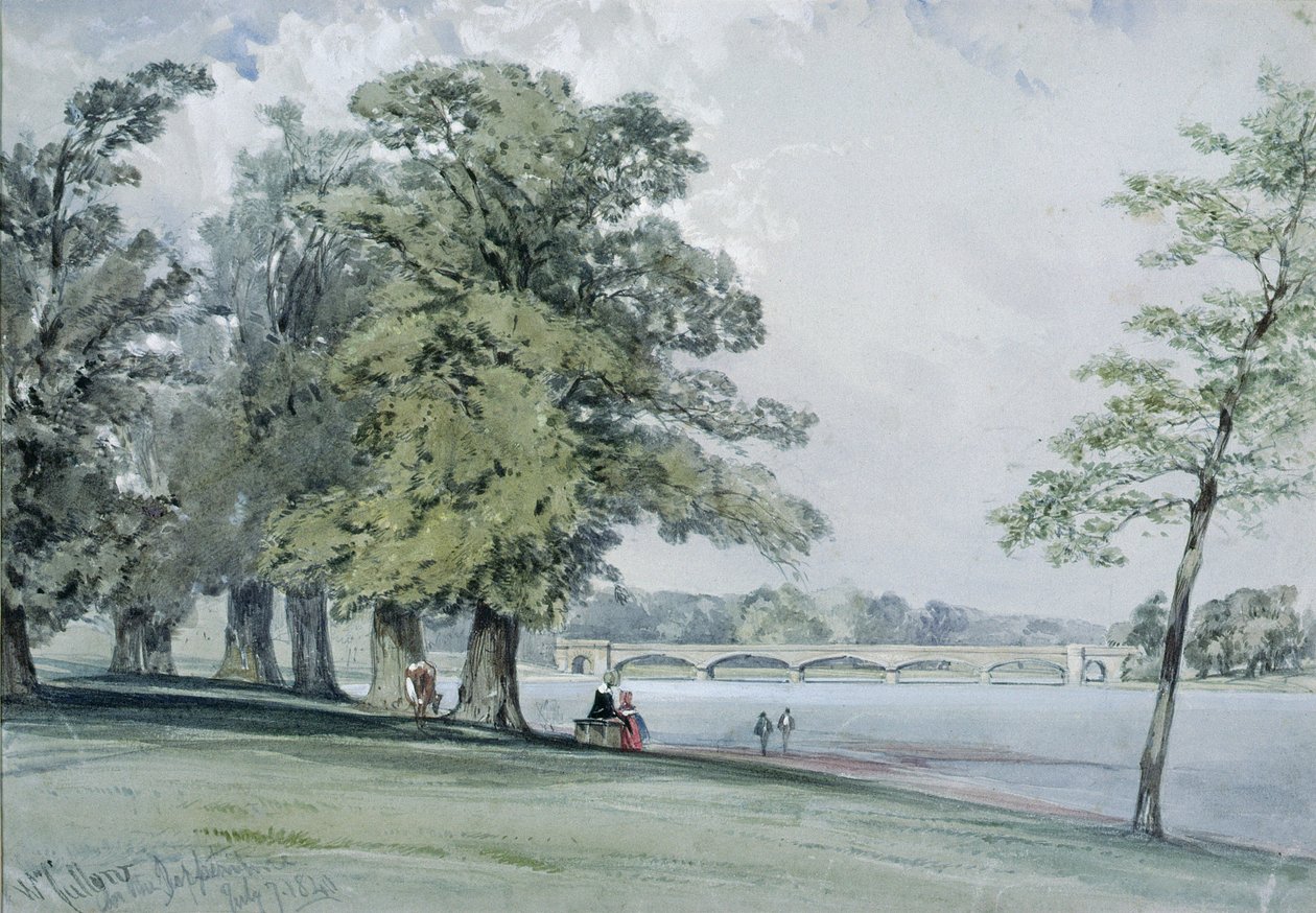Zicht op de Serpentine, Hyde Park door William Callow