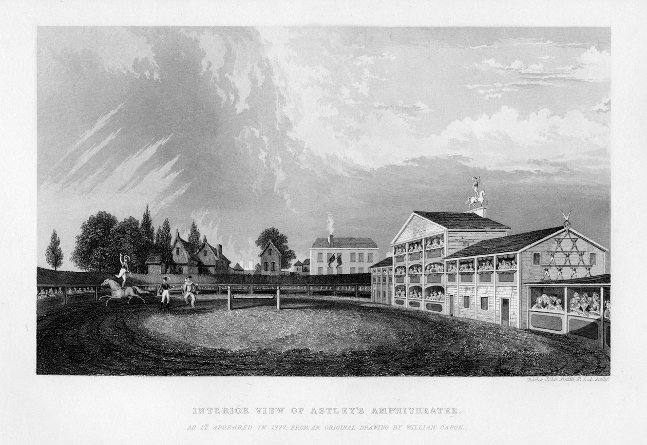 Interieur van Astleys Amphitheatre in Londen zoals het verscheen in 1777, 1840 door William Capon