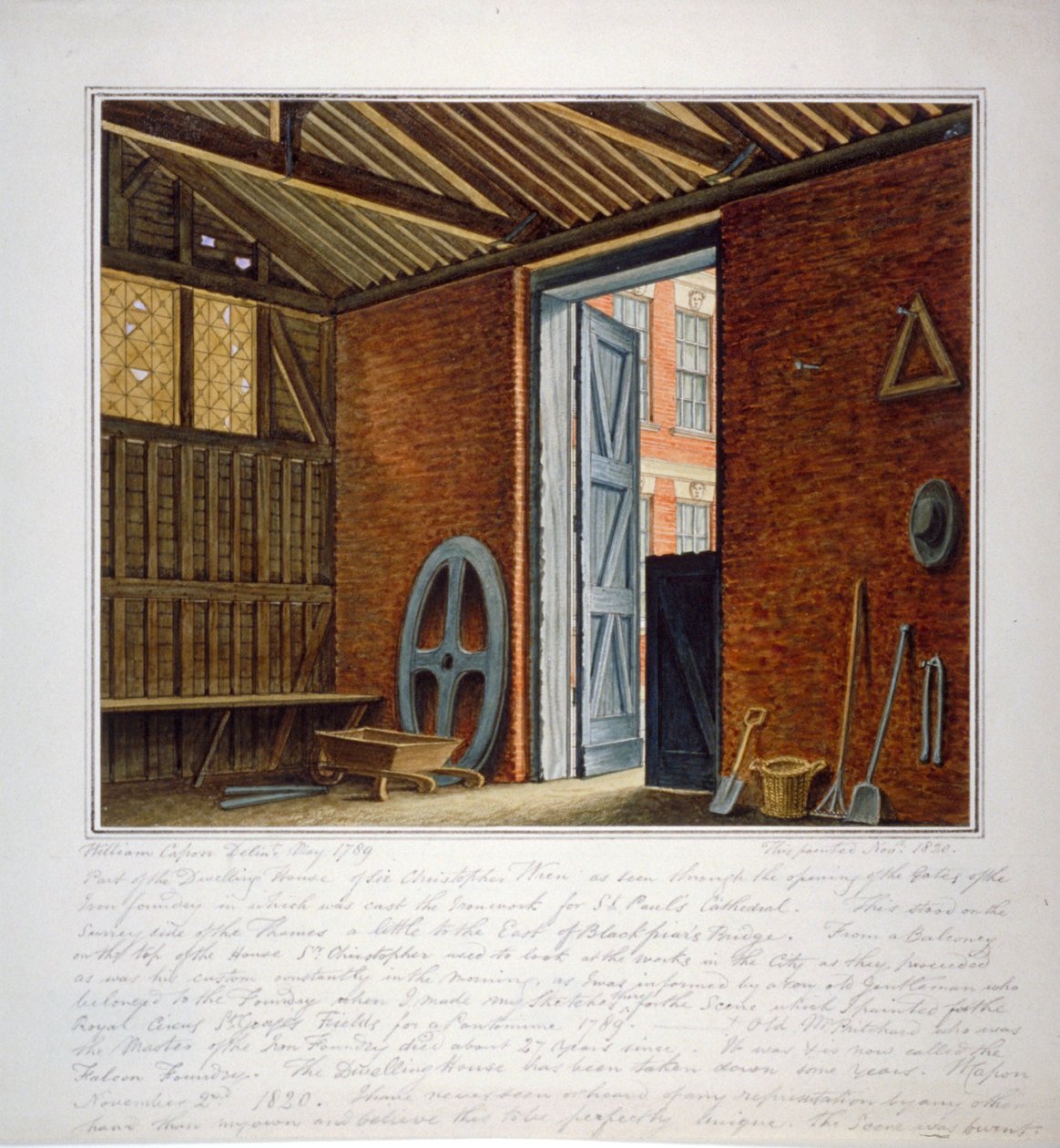 Deel van het woonhuis van Sir Christopher Wren, Southwark, Londen, 1820 door William Capon