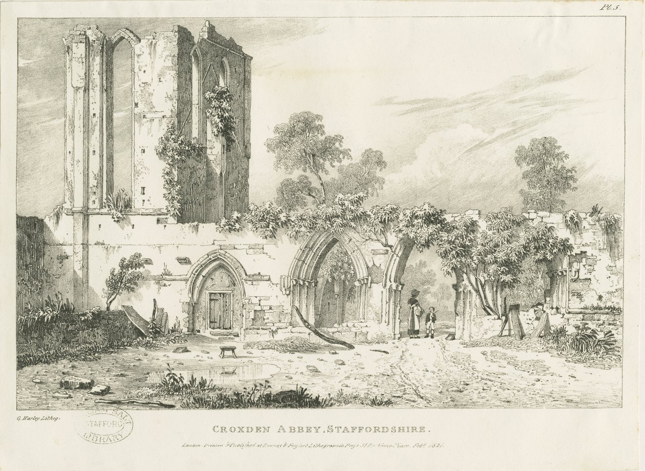Croxden Abbey: gravure door William Carter