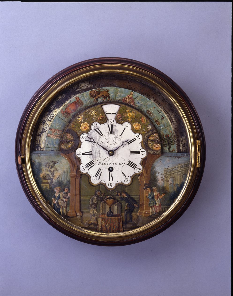 Wijzerplaat klok, eind 19e eeuw, wijzerplaat ca. 1770 door William Carter