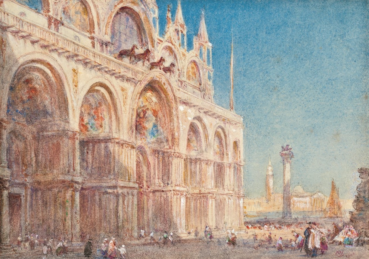 Gezicht op de San Marco kathedraal, Venetië door William Collingwood