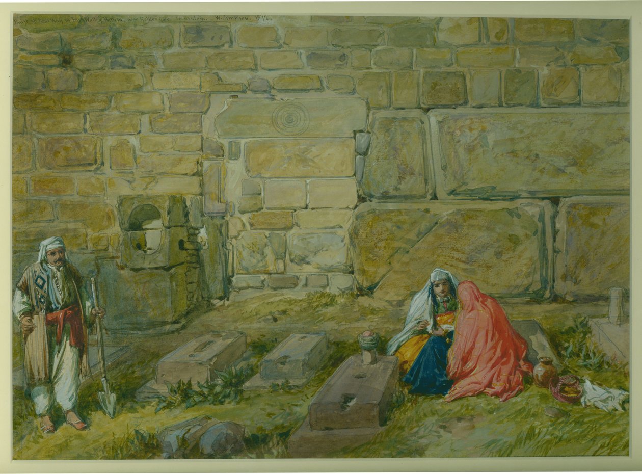 Opgebouwde deuropening in de oostmuur van Haram, nabij de Gouden Poort door William Crimea Simpson