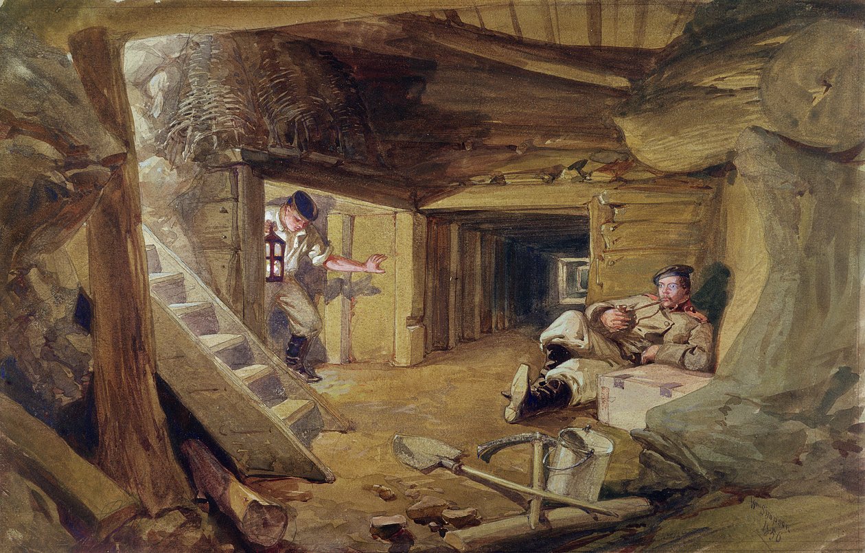 Mijn in de Bastion du Mat, Sebastopol, Krim door William Crimea Simpson