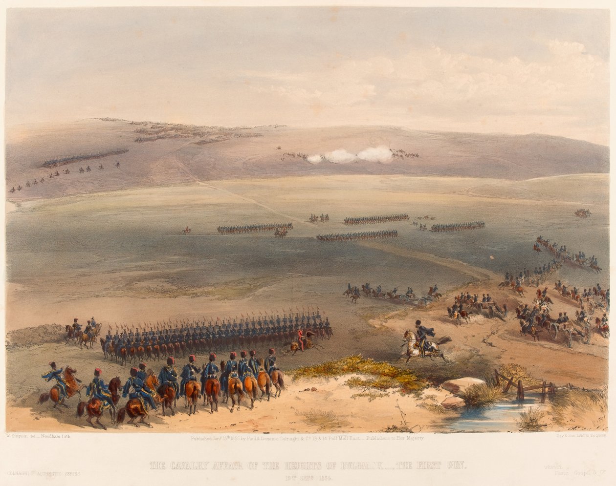De cavaleriezaak van de Hoogten van Bulganak - het eerste kanon. 19 september 1854 door William Crimea Simpson