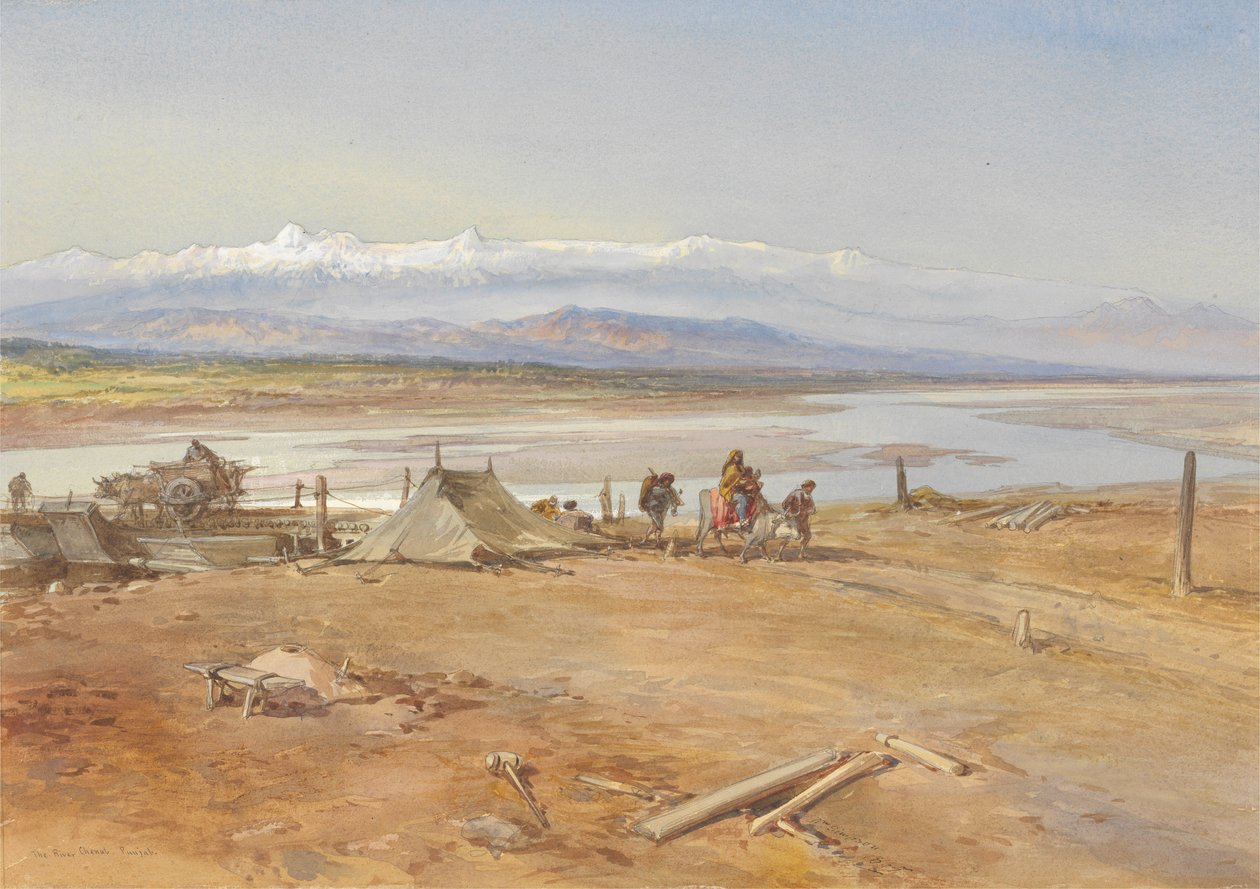 De rivier Chenab, Punjab, 1865 door William Crimea Simpson