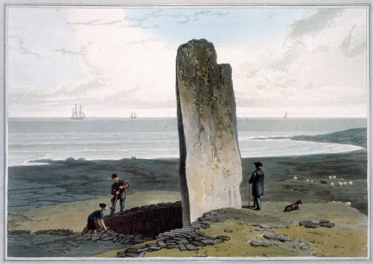 Druidische Steen bij Strather nabij Barvas, Isle of Lewis, Hebriden, Schotland door William Daniell