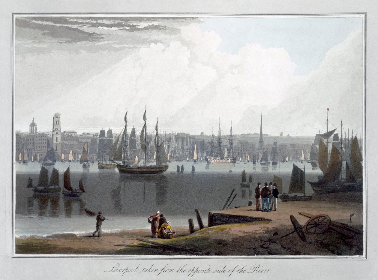 Liverpool, genomen vanaf de overkant van de rivier, 1815 door William Daniell
