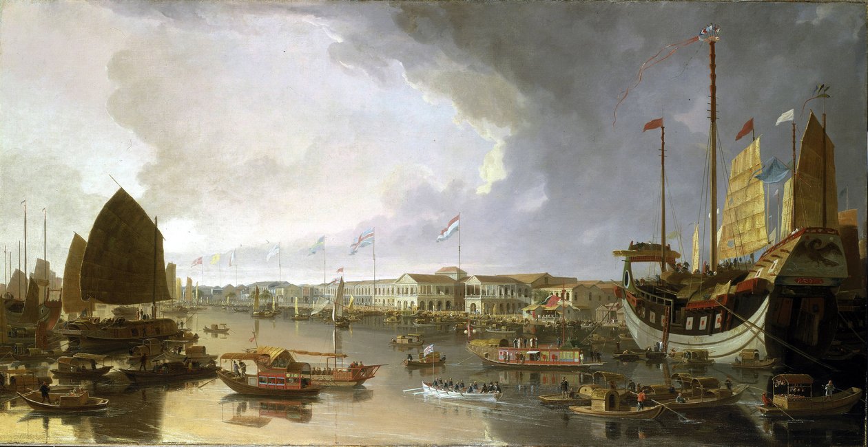 Overzicht van Europese fabrieken in Canton (China), met beschrijvingen van de navigatie op de Guangdong-rivier (of Parelrivier) en een grote verscheidenheid aan boten door William Daniell