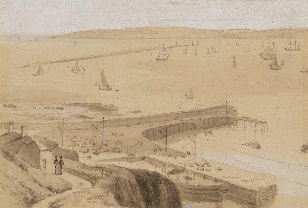 Studie voor ‘Kade bij Straddon Point bij Plymouth’ door William Daniell