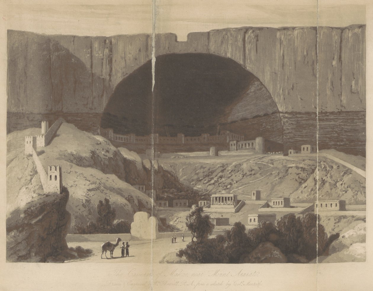 De grot van Makoo bij de berg Ararat door William Daniell