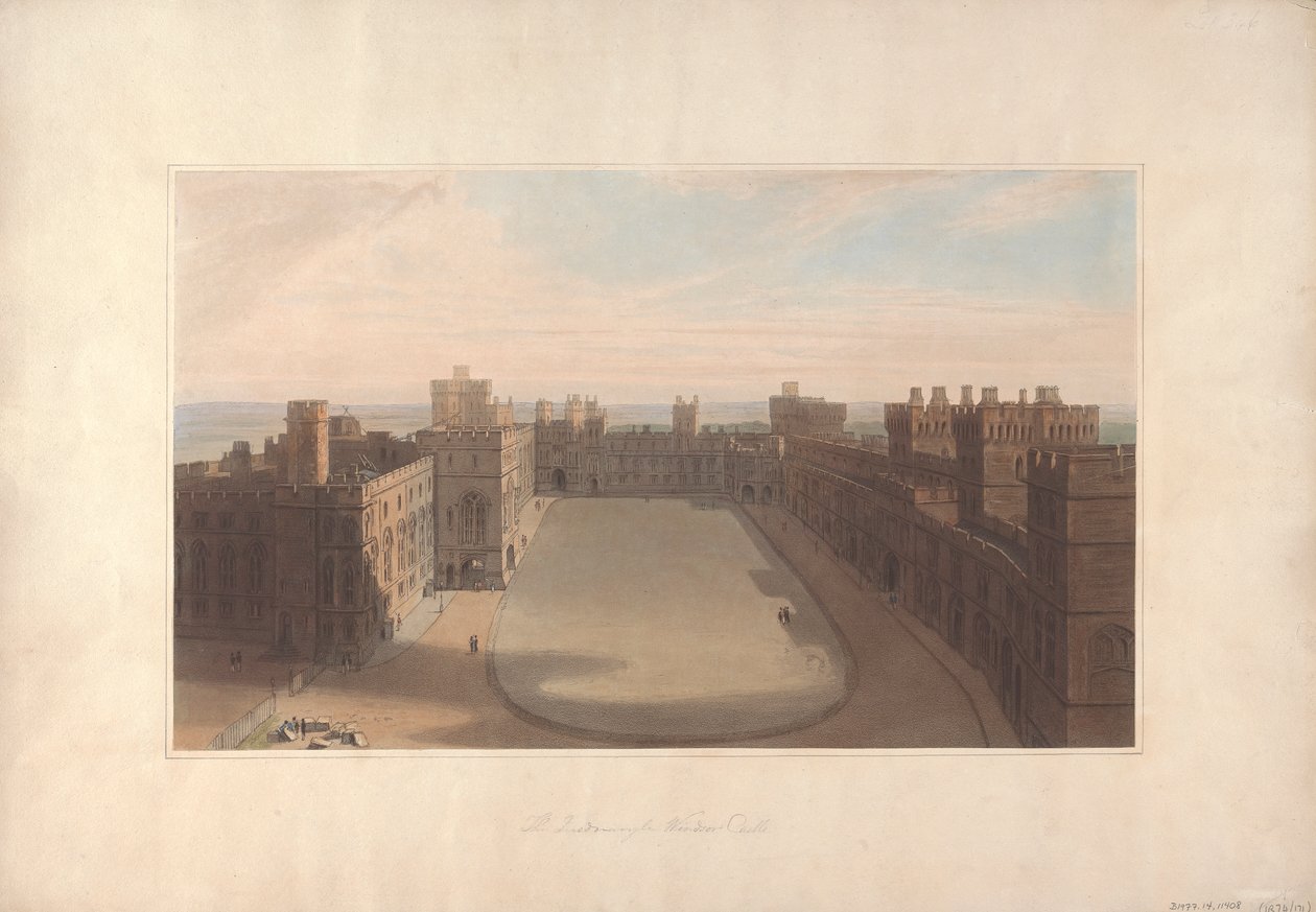 Het binnenplein, Windsor Castle - Uitzicht vanaf de Ronde Toren, Windsor Castle door William Daniell
